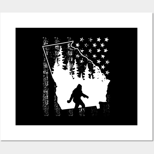 Georgia Bigfoot American Flag Wall Art by Tesszero